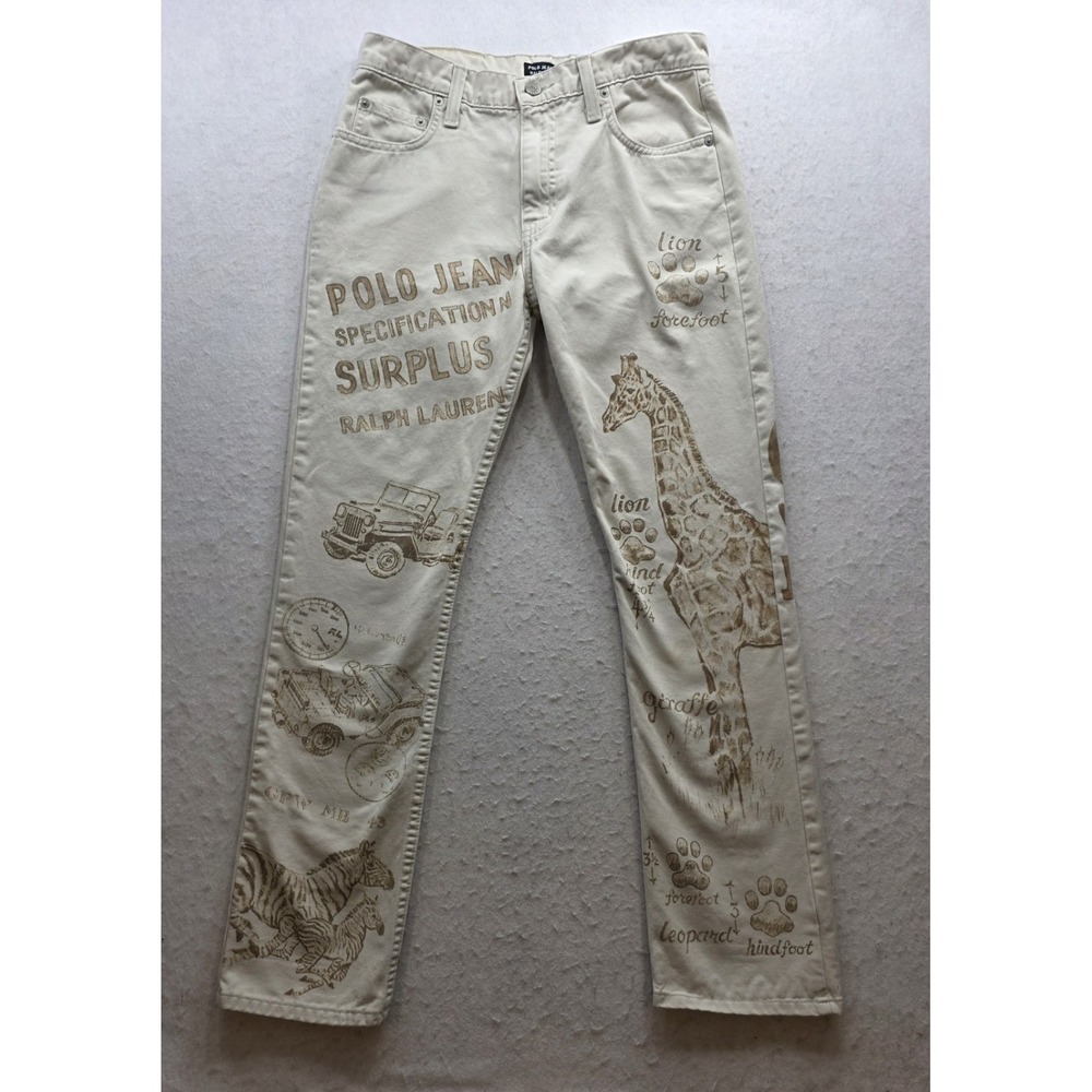 Polo Jeans Co Ralph Lauren 4434WAI2784 Vintage Women's Safari Print Jeans. Sz 8 - Picture 2 of 10